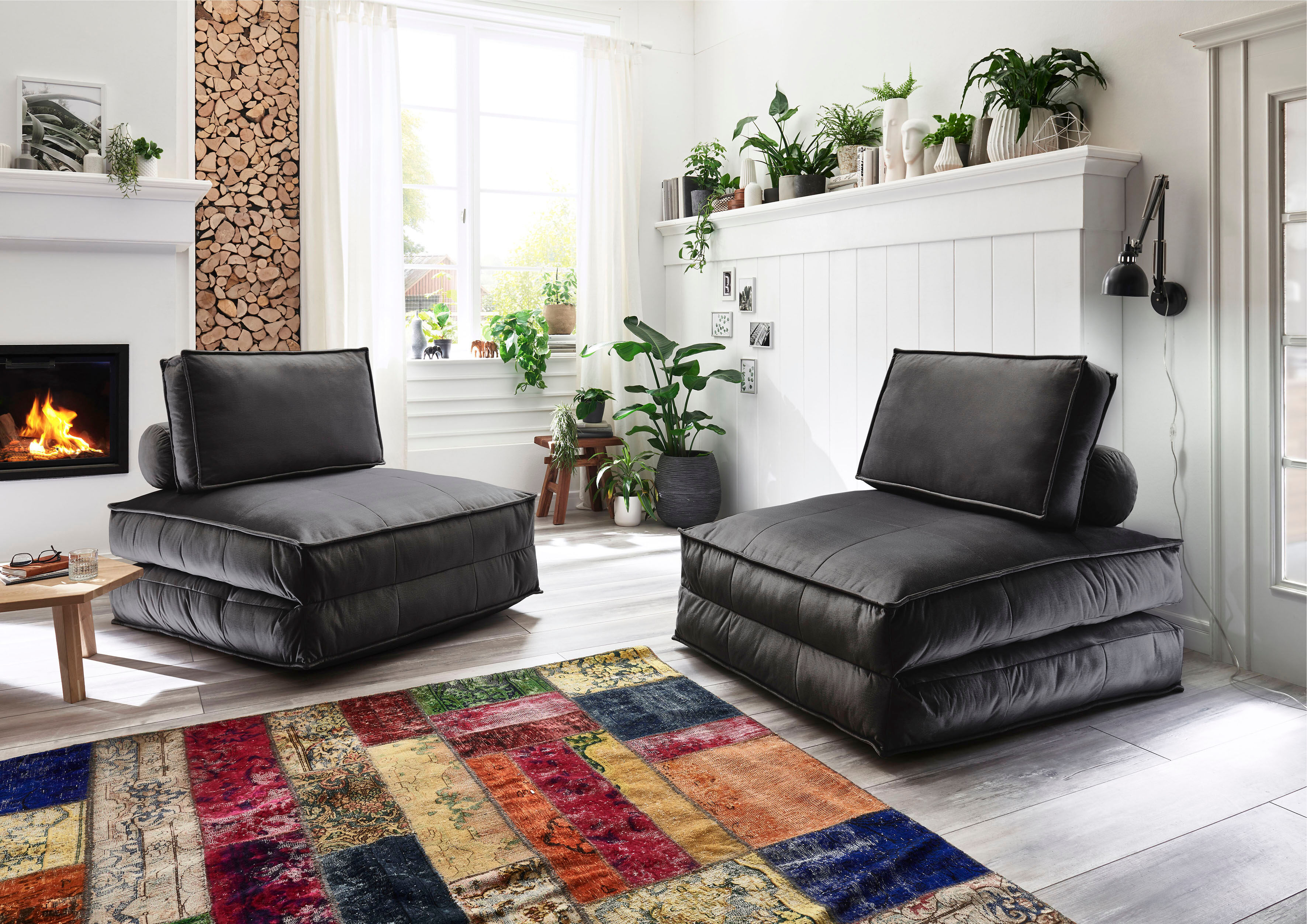 XXL-Sessel OTTO HOME "Miro", grau (anthrazit), B:110cm H:98cm, Sessel, XXL-Sessel, XXL-Sessel wandelbar zum Gästebett