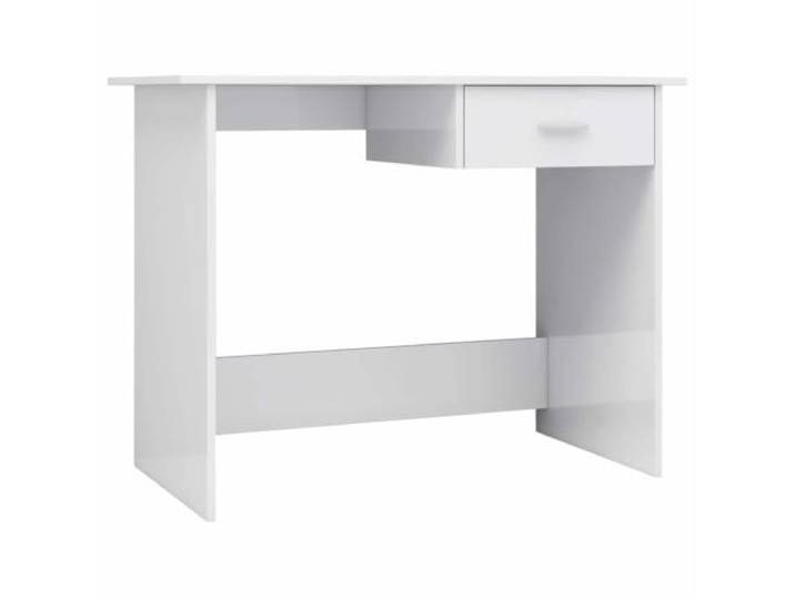 HKLGBVCR Schreibtisch, weiß, glänzend, 100 x 50 x 76 cm, Holz Konsolentisch, Flur, Büro, Schlafzimmer, Arbeitszimmer, Schublade, Nassreinigung