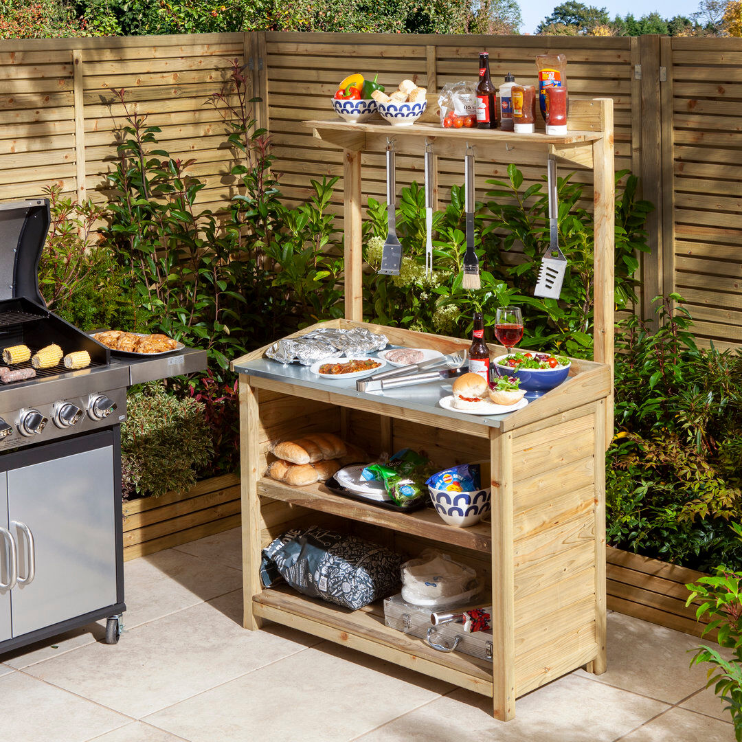 Rowlinson Barbecue Servery Natural 162cm H X 103cm W X 53cm D