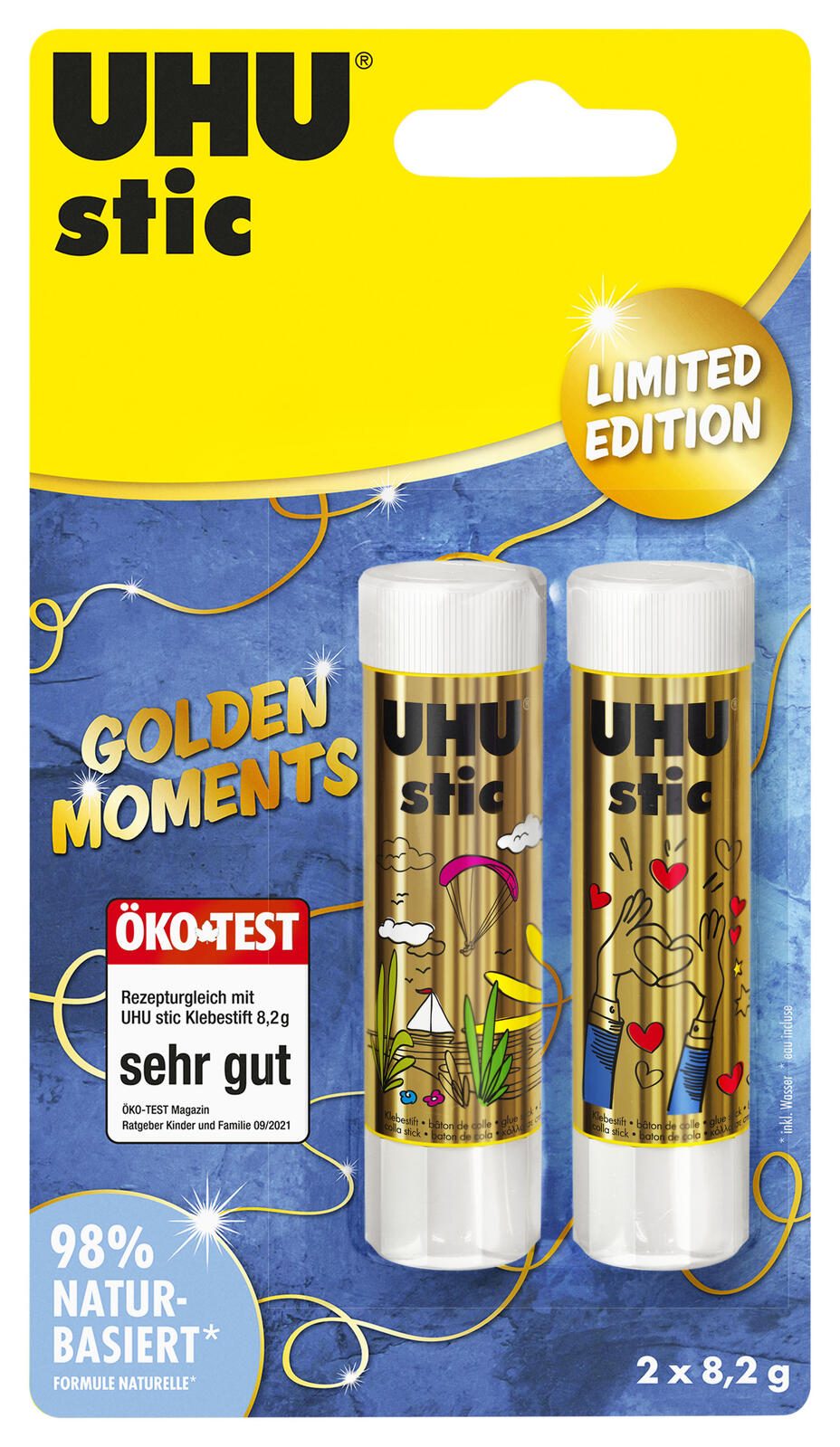 UHU stic GOLDEN MOMENTS Klebestifte 2x 8,2 g 55490
