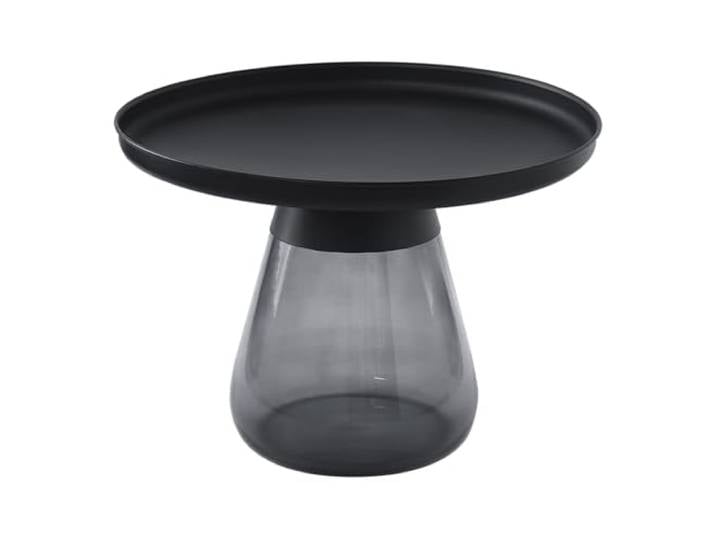 Meubletmoi Shuri Couchtisch/Beistelltisch, Höhe 42 cm, aus Hartglas, schwarz, mit Tischplatte aus schwarzem Metall, modernes und minimalistisches Design