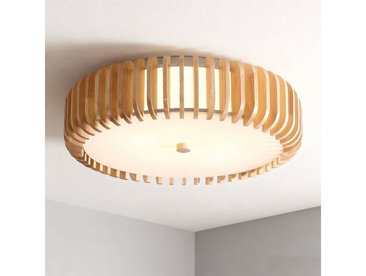 Lampe de plafond japonaise en bois, base E27, luminaire circulaire pour salon, restaurant, chambre à coucher, cuisine, décoration de lustre
