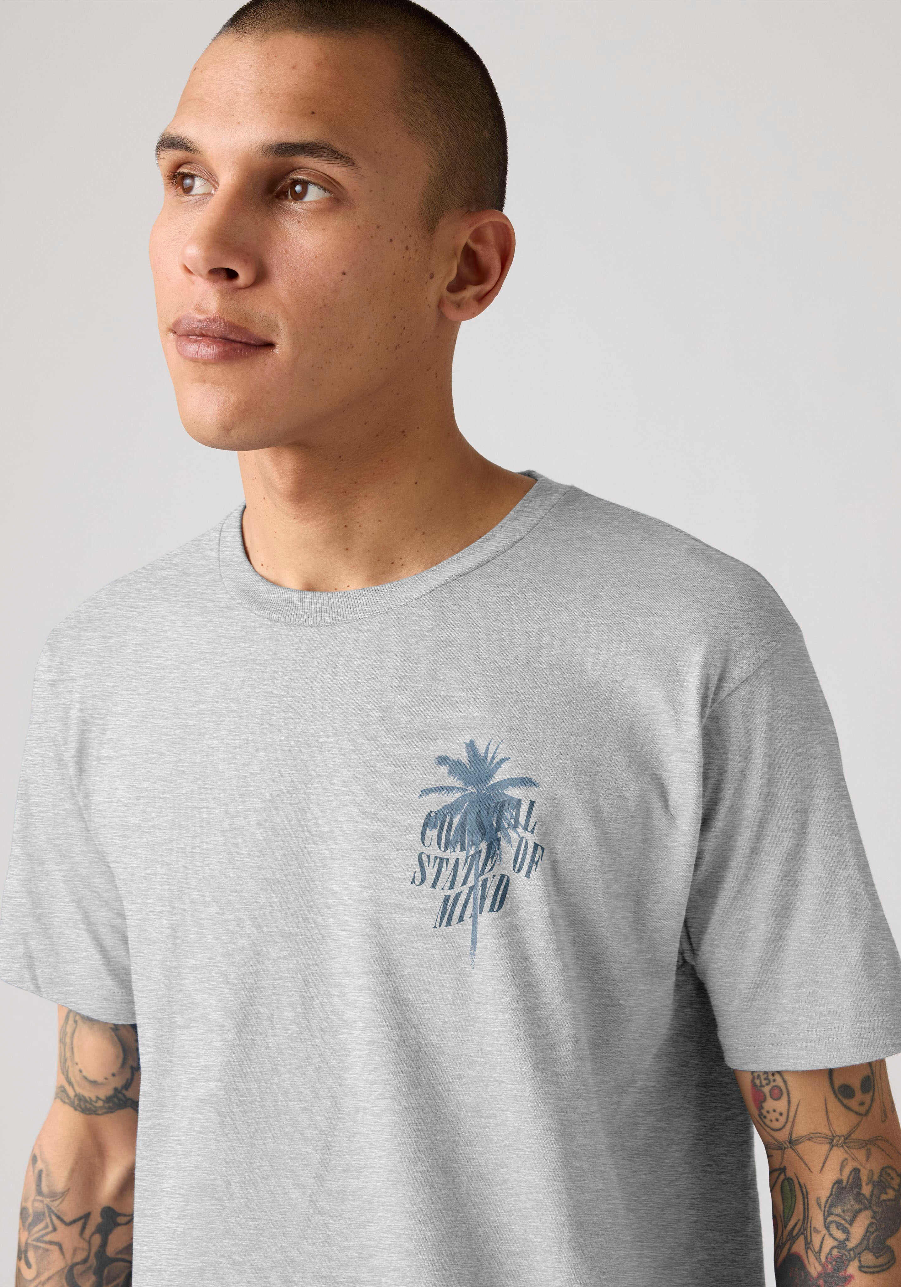 Levi's Levis "SS RELAXED FIT TEE" mit grossem Frontprint levis palm trees mid tone erdgrau M