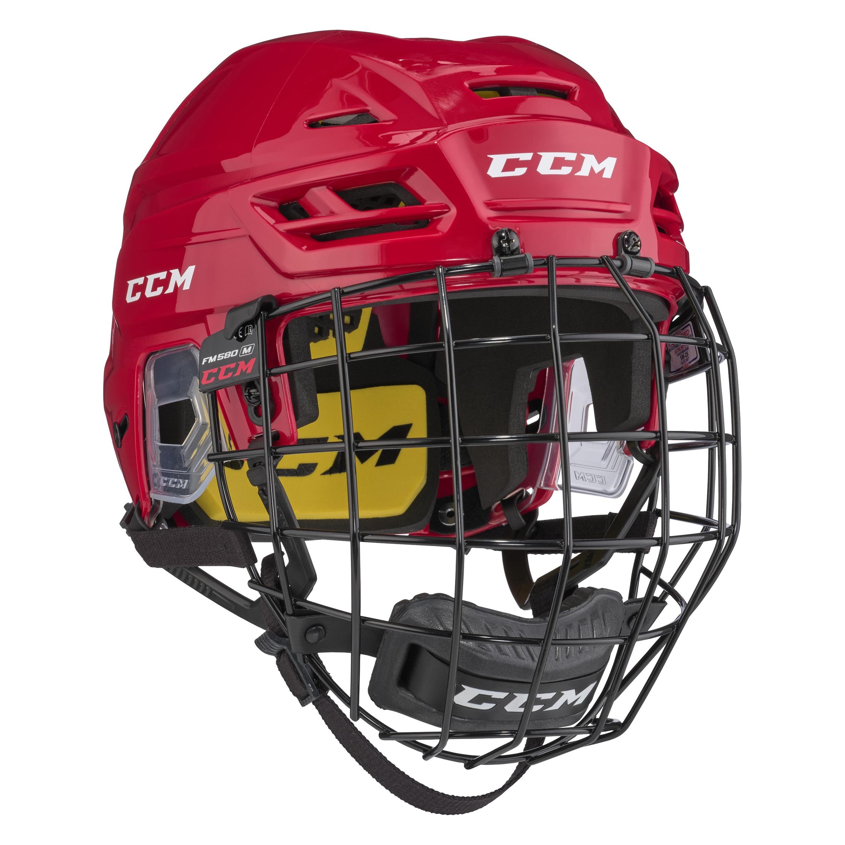 CCM Tacks 210 SR Hockeyhelm mit Käfig (Rot, M) (M) (49642114)