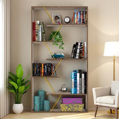 ZWYO HOSIMU "62"" 6-Shelf Wood Frame Etagere Bookcase in White/Chrome, Open Back Design, Industrial Style & Large Display Organizer for Office"