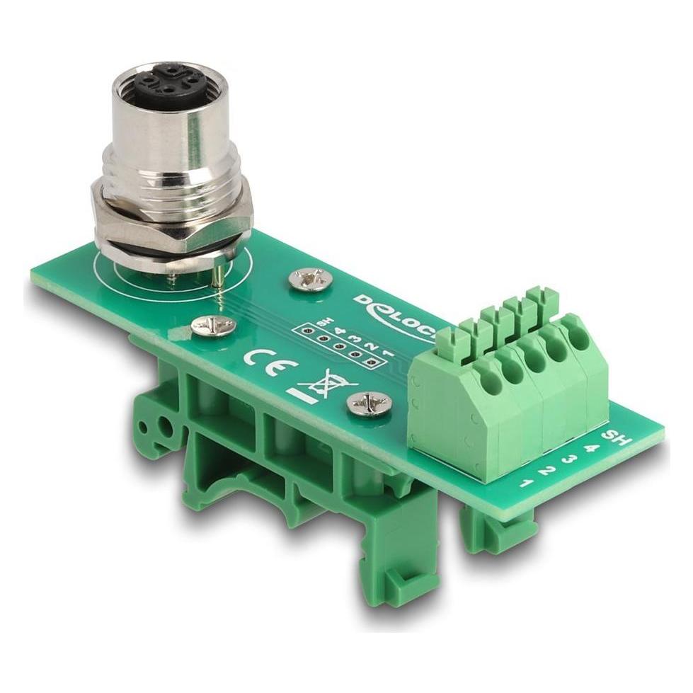 Delock M12 Übergabemodul Adapter 4 Pin A-kodiert Buchse zu 5 (60658)