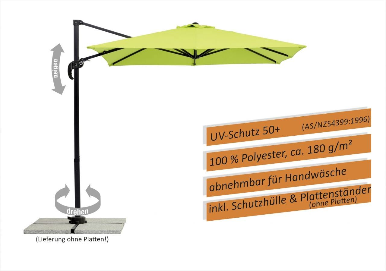 Schneider Schirme Schneider Sonnenschirm Rhodos Junior apfelgrün 230 x 230 cm inkl. Sonnenschirmhülle