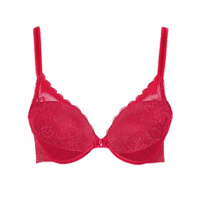 Push-up-BH LISCA "Push up BH Evelyn", Damen, Gr. 75, Cup C, rot, Spitze, Obermaterial: 82% Polyamid PA. 18% Elasthan EL., BHs Push-up-BH