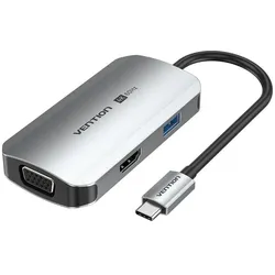 Vention Tqahb (USB-C), Dockingstation + USB Hub, Grau