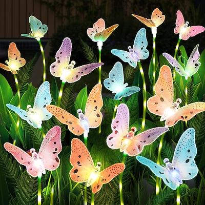 1 pc Outdoor Solar Schmetterling Lichter Simulation Regenbogen Schmetterling Pole leuchtende Boden Stecker Licht Hof Garten Rasen Pfad Park Landschaft Licht dekorative Licht