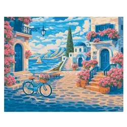 Blühendes Küstendorf 24 x 30 cm – Malen nach Zahlen