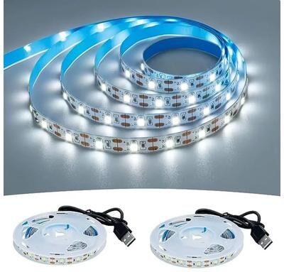 Inspired Finds GlowFlex USB LED Strip Lights 2835 White And Warm White Lighting Tape For Home And TV Backlight white 9.84 Ft