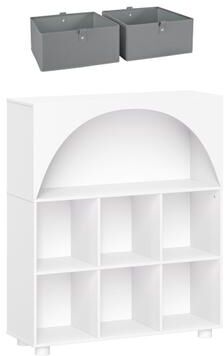 RiverRidge Home "RiverRidge Arched 35"" 6 Cubby Entryway Shoe Rack Storage Organizer Cabinet with Shelves - White w/ Optional 5"" Bins"