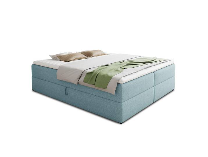 Sofnet Boxbett Base - 140x200 - blau (Vidar 83, Webstoff), Blau, H3, Rechteckig, 140x200 cm, Schlafzimmer, Betten, Boxspringbetten