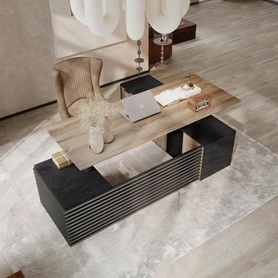 Wesome "86"" L Shaped Executive Office Computer Desk with Outlets lateral File Cabinet Drawers"