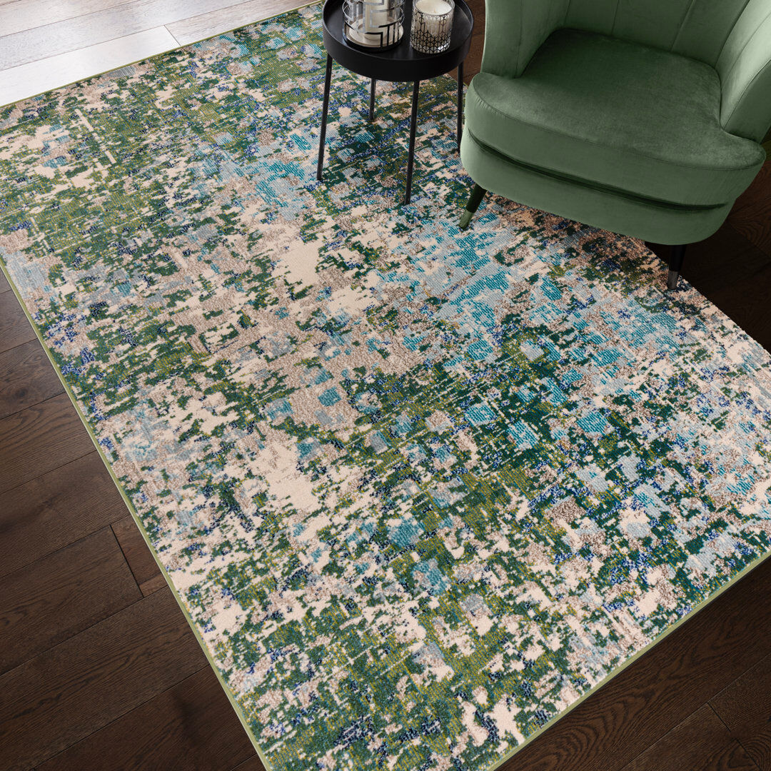 Borough Wharf Antebi Abstract Green Area Rug Green Rectangle 200 x 300 cm