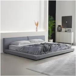 HOME DELUXE Bett mit Ablage GALAXIS - 270 x 200 cm Grau