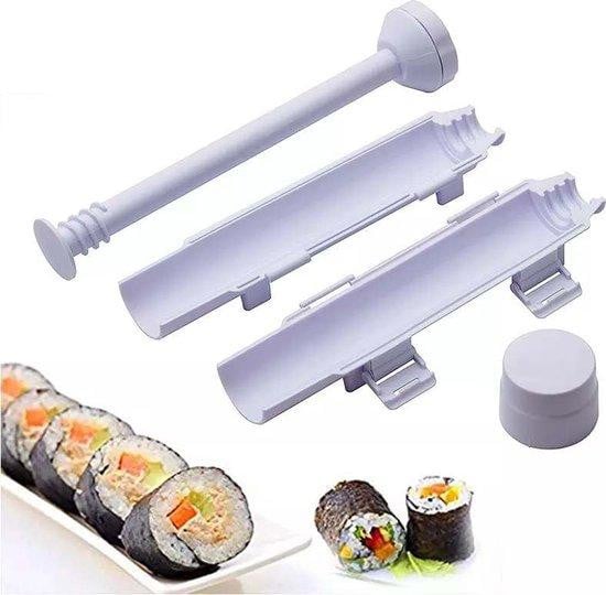 Sushi-maakset met hout en plastic in bruin en wit