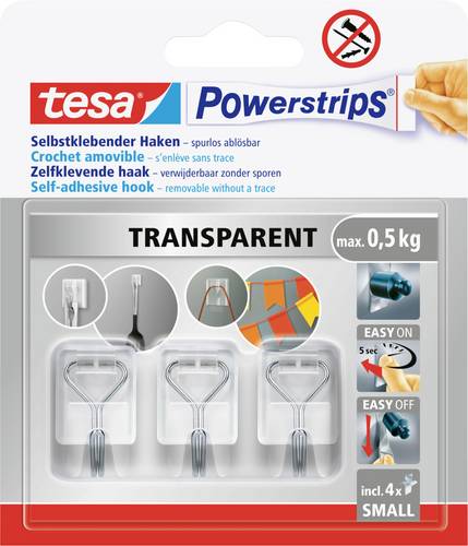 Tesa Powerstrips Small Klebehaken 3er Set Weiß, Edelstahl Inhalt: 3St.