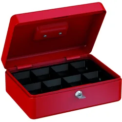 BASI GK 10L Geldkassette L Rot 8 Münzfächer Hebelschloss