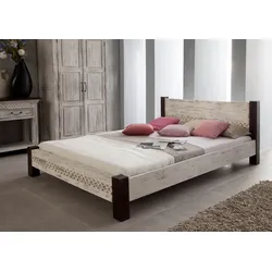 Bett Mango / Akazie 140x200x75 weiß gewachst CASTLE-ANTIK #403