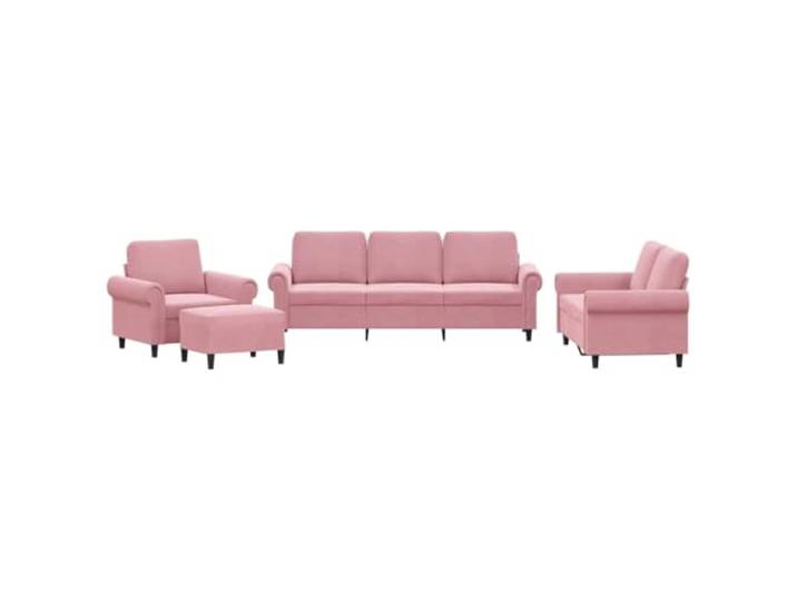 Todiikf 4-TLG. Sofagarnitur mit Kissen Samt Couch Set Rosa Elegantes Polstermöbel Set mit Hocker und dicken Kissen für optimalen Komfort im Wohnzimmer oder Gästezimmer.