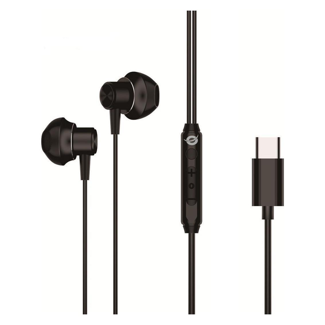 Conceptronic Ohrhörer Headset USB-C/Mikro/Ergono./+ 1.20m sw (ANC, Kabelgebunden) (BRENDAN04B)