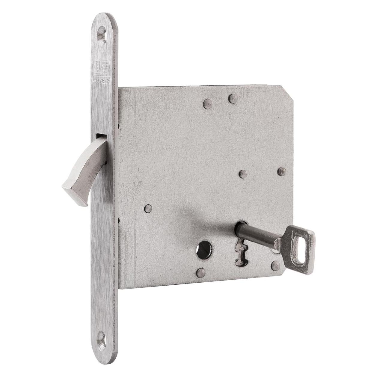 Assa Abloy Schiebetürschloss m. vernickeltem Bogenriegel, BB, DM 65, Stulp rund, Edelstahl (42727562)