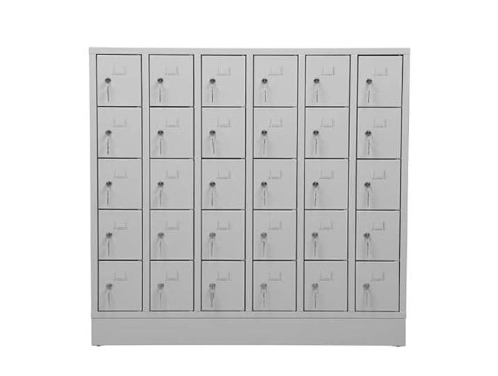 Schrank & Stuhl Mini-Schließfächer Wertfachschrank Handytresor 30 Abteile, 110x119x15, Zylinderschlösser, Lieferung komplett montiert, Grau