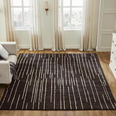 KALATY Nomad Weave Ebony Linear Hand-Knotted Wool Area Rug