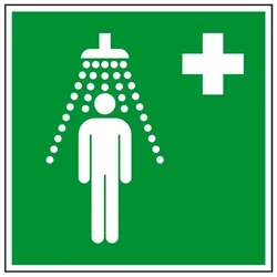 Aufkleber I Rettungszeichen Notdusche, Folie, selbstklebend, 200x200mm, ASR A1.3, DIN EN ISO 7010 E012