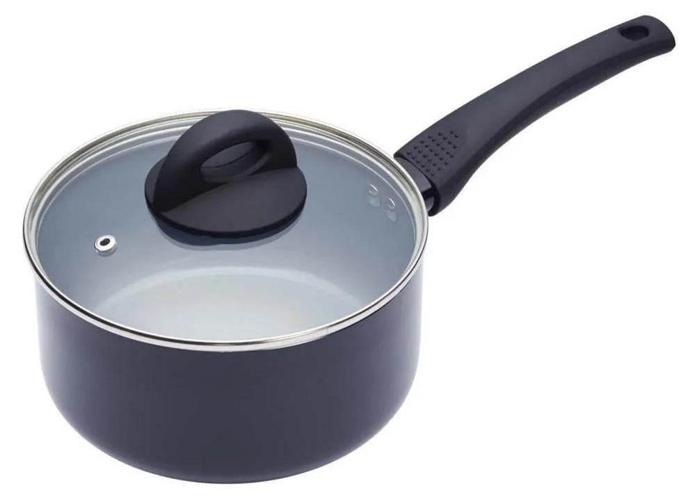KitchenCraft MasterClass anti-aanbak keramische kookpan voor inductie, 18 cm, zwart