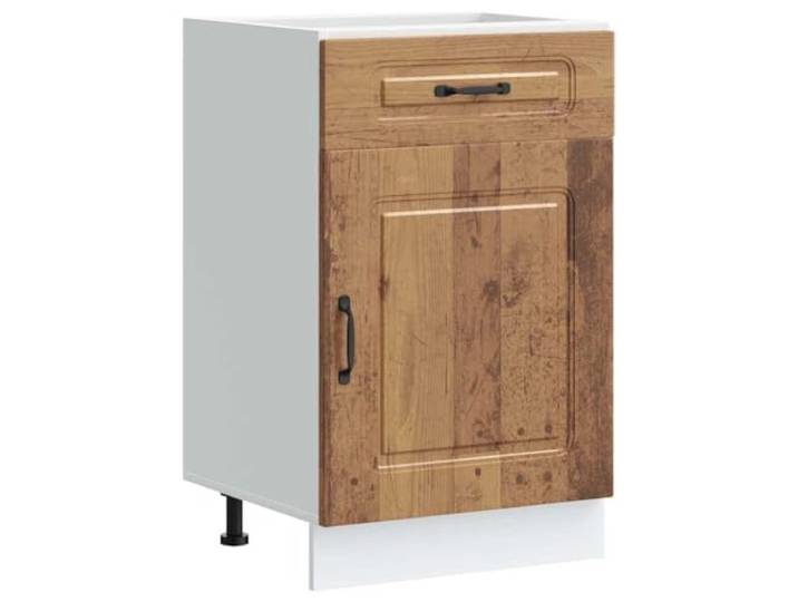 HKTMGDNG Küchenunterschrank Kalmar Altholz-Optik 50x46x81,5 cm Praktischer Beistellschrank für die Küche mit Schublade, Tür und höhenverstellbaren Füßen für stufenlose Anpassung.