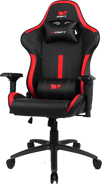 Silla gaming - Drift DR350, Polipiel, Reposabrazos 4D, Ruedas silenciosas, Inclinación, Rojo
