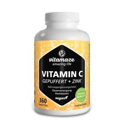 Vitamin C Gepuffert 1000 mg hochdosiert+Zink Tabl. 360 St Tabletten