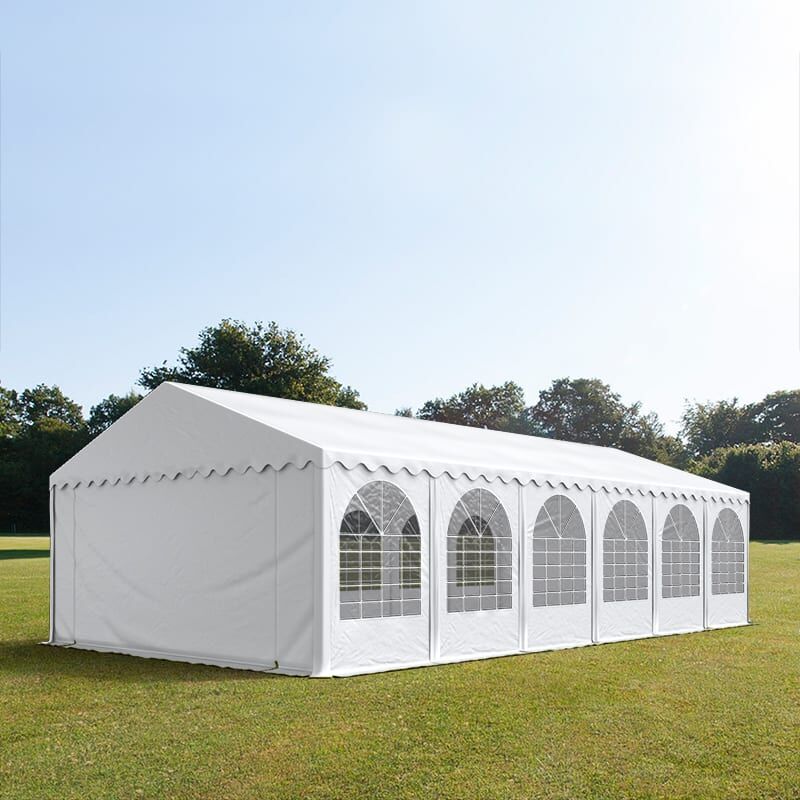 TOOLPORT 6x12m Partyzelt, PVC-Plane, weiß, mit Bodenrahmen - (8544BL)