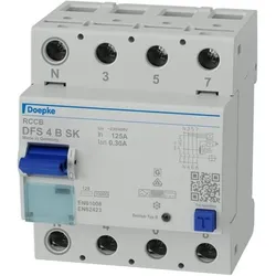 Doepke, Schutzschalter, DOEP DFS4 125-4/0,30-B SK Fehlerstromschutzschalter DFS4 4-p