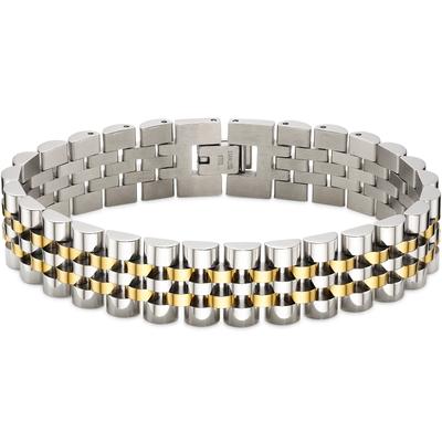 Edelstahlarmband "Edelstahlarmband Gelbgold-und Silberfarben", gold (gelbgoldfarben, edelstahlfarben), ANISTON JEWELRY & WATCHES, Armbänder, Damen, 19cm, Edelstahl, Edelstahlarmband