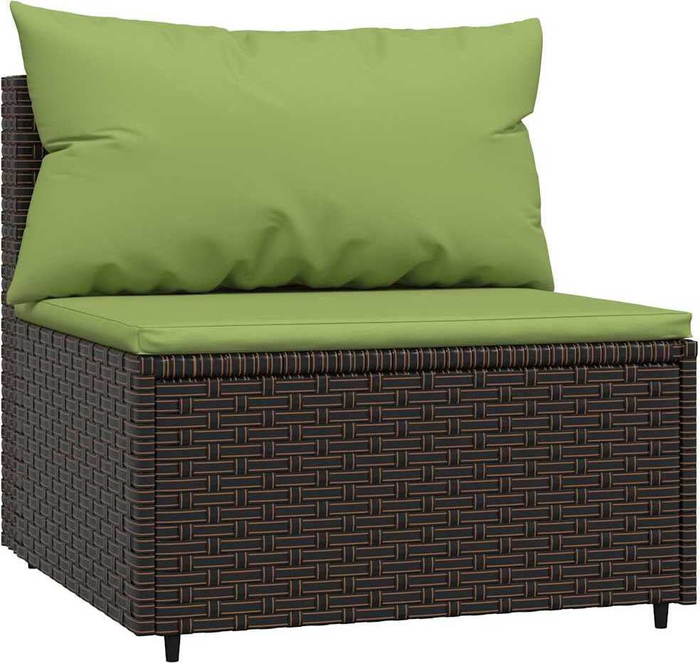 vidaXL Tuinbank met kussens, bruin, polyrotan