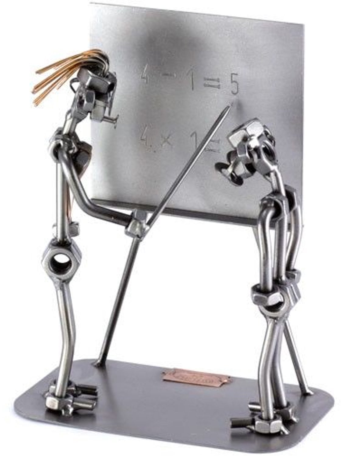 Metalen beeldje Lerares met leerling met schoolbord van By Rawa