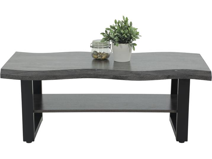 Couchtisch HELA GABRIEL , grau (grau, schwarz, schwarz, grau), B:110cm H:42cm T:60cm, Tische, Couchtisch, Ablageboden; Baumkantenoptik; U-Gestell