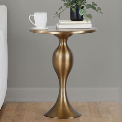 Lumisource Ashland Round Accent Table Golden Bronze , Golden Bronze