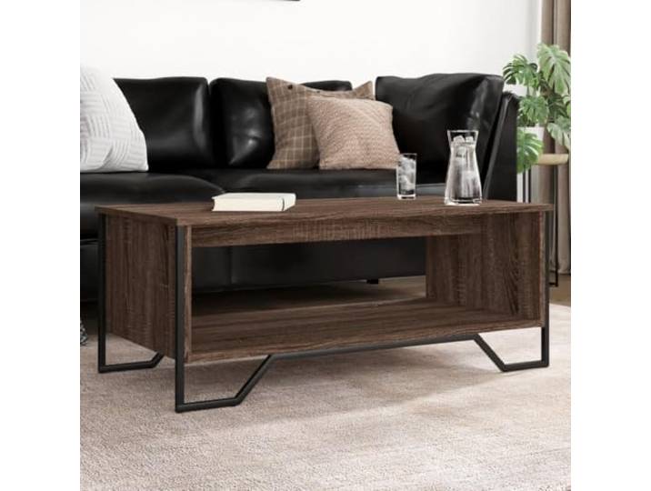 HEFZGDB Couchtisch Braun Eichen-Optik 100x51x40 cm Holzwerkstoff mit Stauraum und Stabiler Platte für Wohnzimmer, Beistelltisch Ablagetisch Kaffeetisch langlebig robust