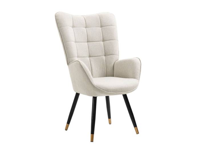 Fauteuil scandinave en tissu polyester avec structure métallique beige