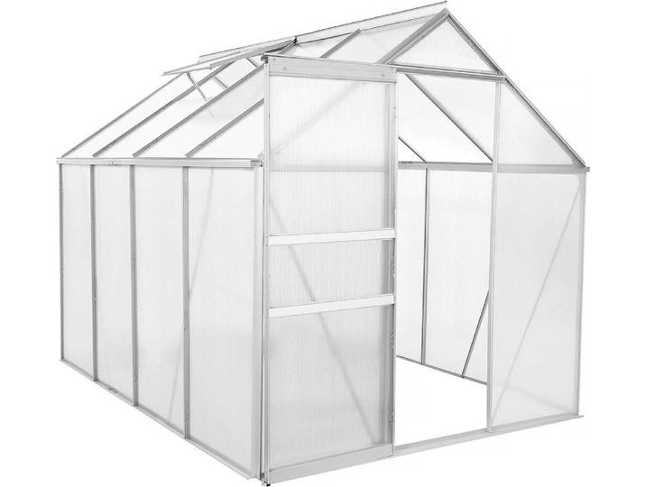 Serre jardin polycarbonate 250 x 190 x 195 cm \ Basilic\ - 4\,75 m² - Gris