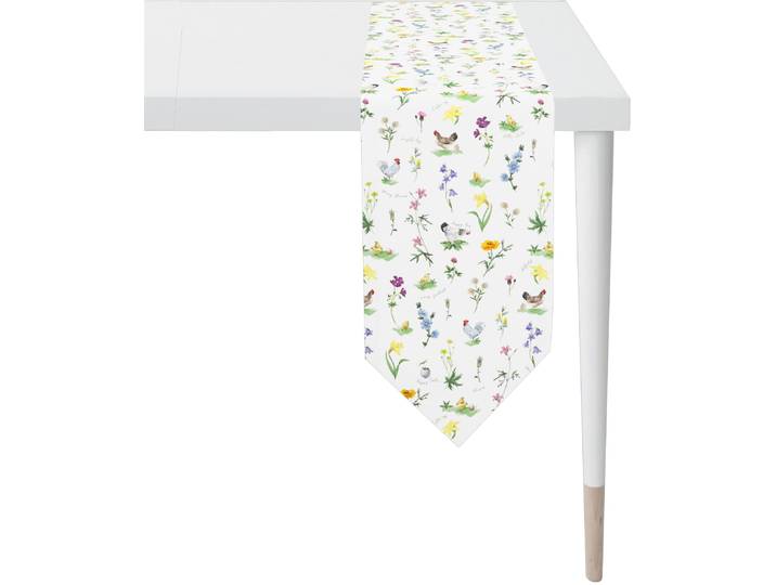 Tischband APELT 6412 HAPPY EASTER, Osterdeko, Ostern , bunt (weiß, bunt), B:25cm L:175cm, Baumwolle, Polyester, Tischdecken, Tischband, Digitaldruck, mit Ostermotiv