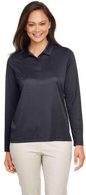Team 365 TT51LW Women's Zone Performance Long Sleeve Polo Shirt in Black size 3XL   Polyester