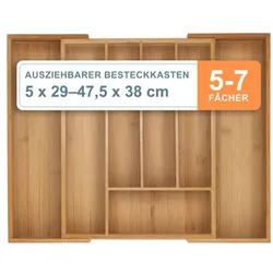 Relaxdays Ausziehbarer Besteckkasten aus Bambus Hellbraun