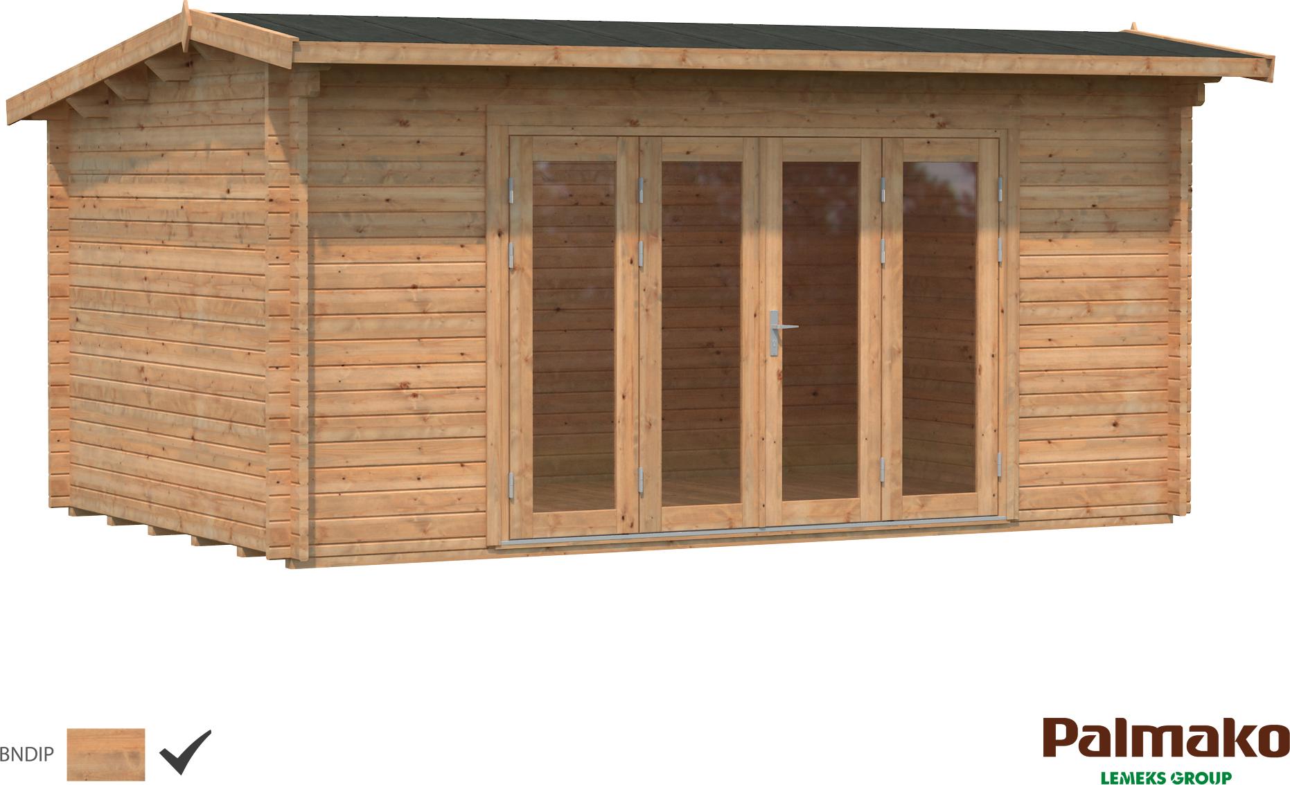 Palmako Gartenhaus Ines 13,7 m² - 44 mm Hellbraun tauchimprägniert