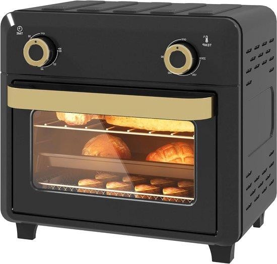 HOMCOM Mini Oven en Heteluchtfriteuse, Multifunctioneel Koken, 10 Liter, Zwart